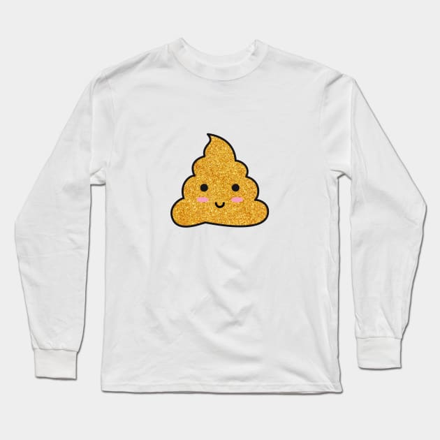 Gold glitter poop emoji Long Sleeve T-Shirt by beakraus